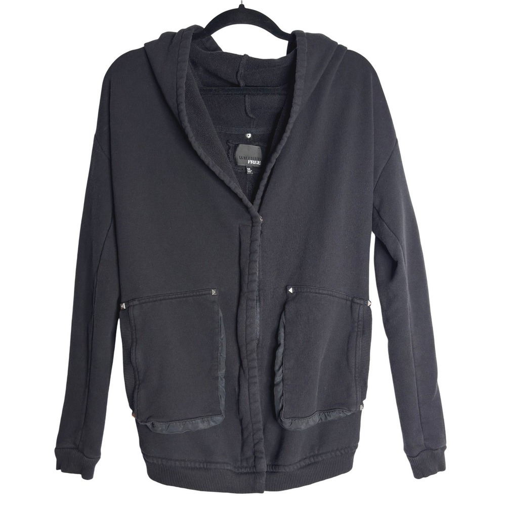 Wilfred Free‎ Black Studded Pocket Hooded Cardigan Jacket Womens XS - Picture 2 of 11